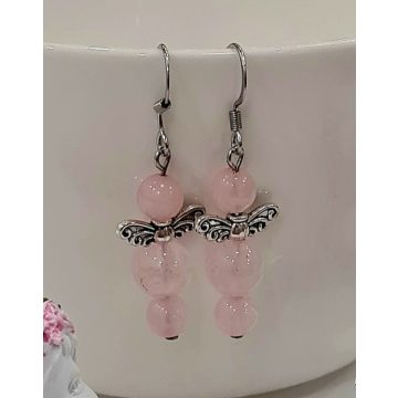 Rózsakvarc szitakötő fülbevaló