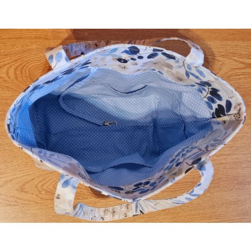 Kék virágok táska XL