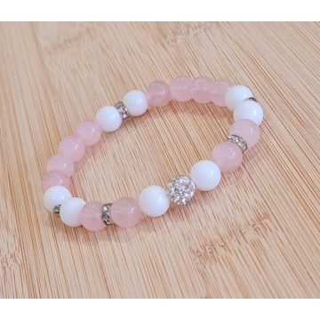 Rózsakvarc és Gyöngyház csillogó strasszokkal