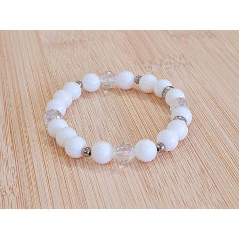 Gyöngyház és Angyal Aurakvarc nemesacéllal és csillogó strasszal