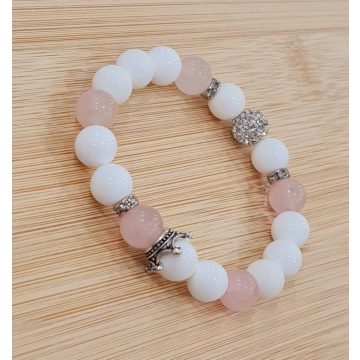   Rózsakvarc, Gyöngyház koronával és csillogó strasszokkal