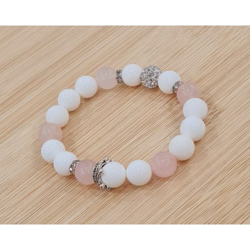 Rózsakvarc, Gyöngyház koronával és csillogó strasszokkal